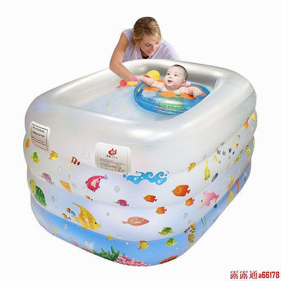 【現貨】游泳池 家用兒童可折疊0-6歲保溫充氣水池 新生寶寶加高游泳桶