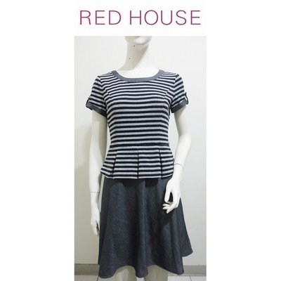 轉賣~ 專櫃品牌 RED HOUSE 蕾赫斯 橫紋拼接配色假兩件式洋裝36號