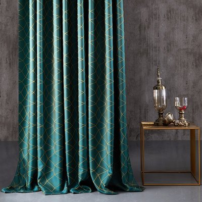 現貨熱銷-北歐風格墨綠色窗簾輕奢半遮光布客廳現代簡約2019新款臥室高遮光~特價