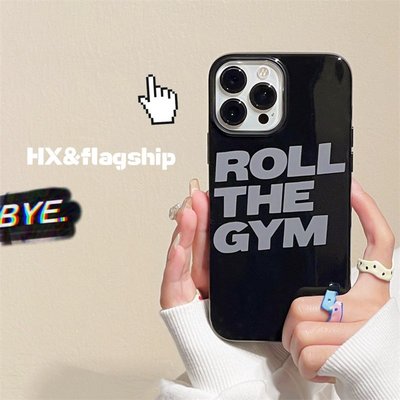 Roll the gym英文字母適用蘋果13手機殼iphone14pro max保護套12亮面11潮xsmax硅膠xr薄