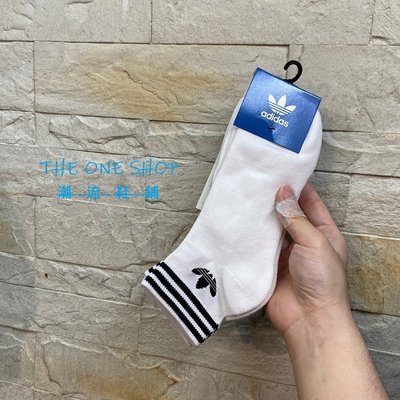 adidas 愛迪達 襪子 短襪 裸襪 運動襪 籃球襪 白襪 白色 條紋 三葉草 EE1152 三入裝