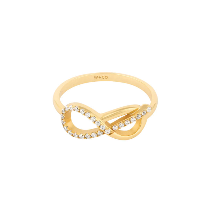 Wanderlust+Co 澳洲品牌 金色愛無限戒指 優雅鑲鑽戒指 Knot Pave