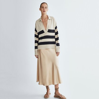 【全新現貨】Massimo Dutti 女裝新款簡約風飄逸棉緞純色百褶半身裙05206450710 5206450