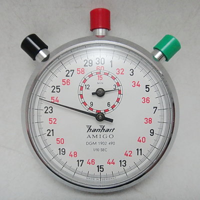 【timekeeper】 1970年德國名錶Hanhart顯赫(漢達)三按把0.1秒/30秒/15分機械碼錶/碼(免運)