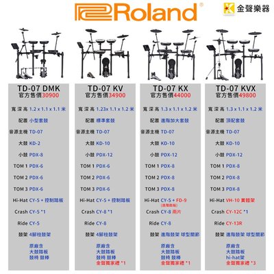 【金聲樂器】Roland 電子鼓 TD-07KV 免運費 12期零利率 td 07 kv