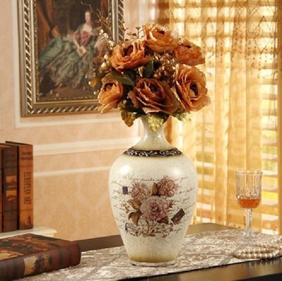 【熱賣精選】  歐式居家擺設 田園陶瓷彩繪花瓶 花器花瓶（GA-0740）