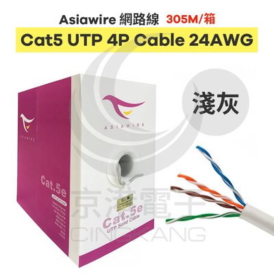 京港電子【310902030006】【不可超取】Asiawire網路線CAT5 UTP 4P Cable 24AWG(淺灰) 305M/箱