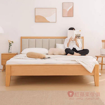 [紅蘋果傢俱] 櫸木系列 MLWH-A22 床架 櫸木床架 實木床架 特價床架 雙人床 北歐風