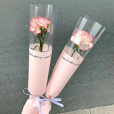 母親節單支花束包裝紙透明包裝袋花袋康乃馨玫瑰鮮花花店包花材料