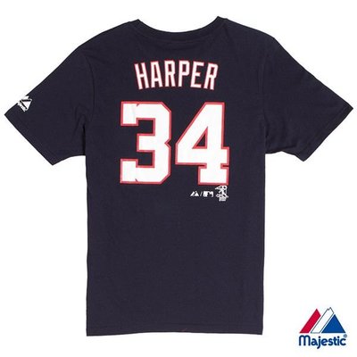 MLB Majestic美國大聯盟 國民隊HARPER背號短袖T恤-丈青