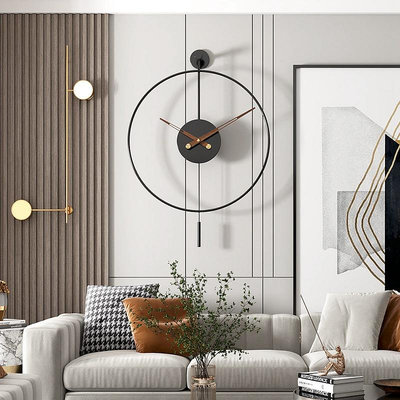 時鐘 亞馬遜簡約掛鐘客廳歐式時鐘搖擺錘圓形創意鐘錶裝飾壁鐘