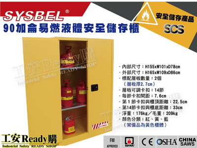 《工安READY購》SYSBEL西斯貝爾 WA810860 90加侖 防爆櫃 應變櫃 防火櫃 安全儲存櫃 FM CE