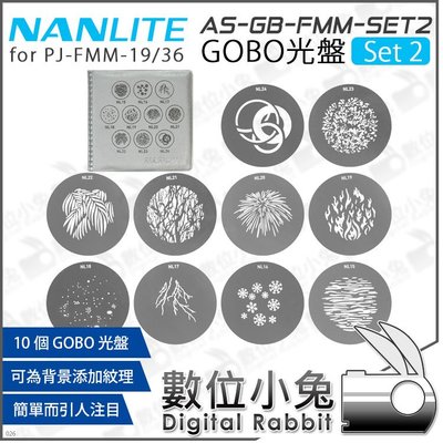 數位小兔【Nanlite 南光 AS-GB-FZ60-SET2 Forza60投影頭用 GOBO 圖案組 組合二】光盤