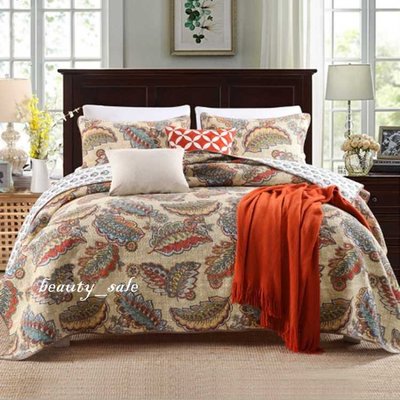 愛之月  純棉   絎縫  拼布被   床罩  床蓋  雙人3件組