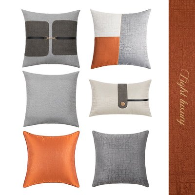 抱枕現代簡約時尚拼色抱枕套輕奢風軟裝布藝抱枕售樓處樣板間沙發靠墊