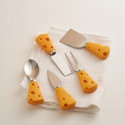 肆月 奶酪芝士水果刀叉迷你切黃油刀ins奶酪刀叉芝士果醬可愛抹刀~小滿良造館