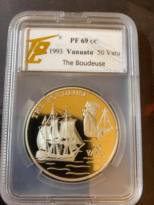 【二手】 瓦努阿圖1993年大航海系列閨蜜號帆船28.28克精制紀念銀757 錢幣 紙幣 硬幣【經典錢幣】