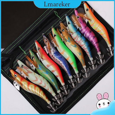 Lmareker 10 件夜光魚餌魷魚餌木蝦海釣人造餌 2.5/3.0/3.5 漁具