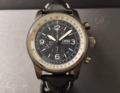 【低調的奢華】ORIS 歐力士 BIG CROWN 大錶冠 灰色PVD錶殼 大錶徑46mm 自動上鍊 計時功能~原廠紀念盒裝