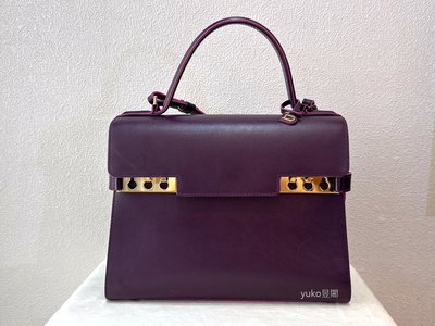 『昱閣』Delvaux 專櫃正品 Tempête MM 紫色牛皮金扣中款手提包 側背包 肩背包 斜背包