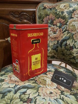 【卡卡頌 歐洲跳蚤市場/歐洲古董】歐洲老件_紅 Disaronno 老鐵盒 咖啡罐 餅乾盒 小物收納盒 m0539✬
