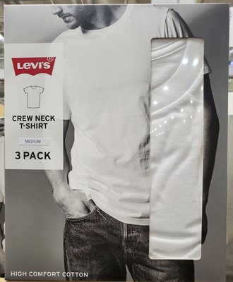 【小如的店】COSTCO好市多代購~LEVI'S 男短袖純棉上衣/圓領T恤/內衣(每組3件)亞洲尺寸 135115