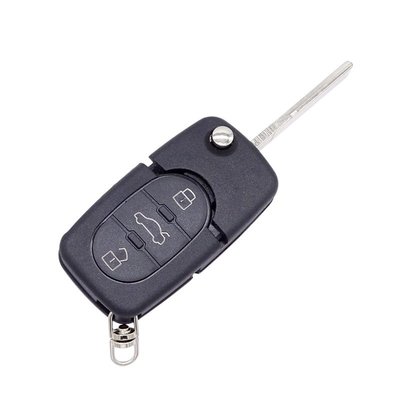 用於奧迪TT A4 A6 A8 Quattro 97-05 3按鈕折疊式汽車鑰匙翻轉盒 改裝鑰匙殼 未切割刀片 汽車配件-概念汽車