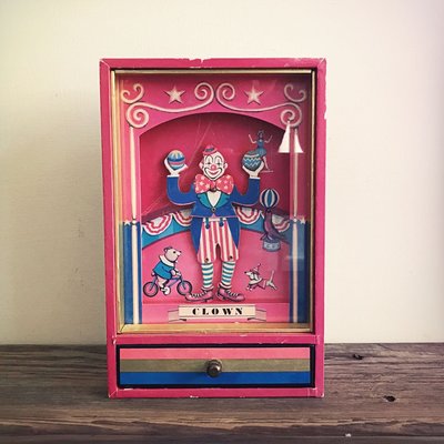 （年代秀）已讓藏～早期日本擺動雜耍小丑發條音樂盒 老件收藏 陳列擺飾