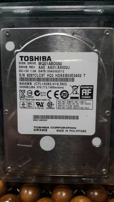 二手良品TOSHIBA MQ01ABD050 500GB HDD 2.5吋 SATA (含系統)