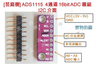 [芸庭樹 ] ADS1115 16-Bit ADC 4 通道 4 channel 可調輸入放大模組