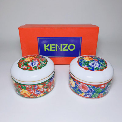 日瓷KENZO高闐賢三糖罐 茶葉罐 撞色花卉中國風系列