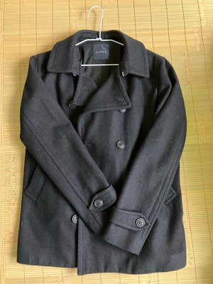 九成新 Rageblue 日本品牌 雙排扣海軍深藍短大衣S號 pea coat 外穿兩次 男女可穿便宜賣 Uniqlo hare可參考 厚實禦寒beams