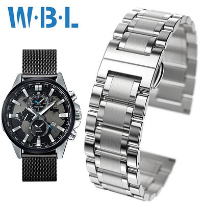 代用錶帶 手錶配件 適配卡西歐鋼帶手錶帶 EFR-303L MTP-1357 BEM-506男精鋼錶鏈22mm