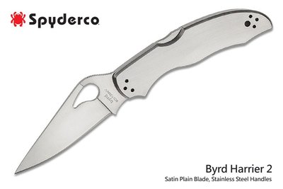 Spyderco Byrd Harrier 2不鏽鋼柄平刃折刀(8Cr13MoV鋼)