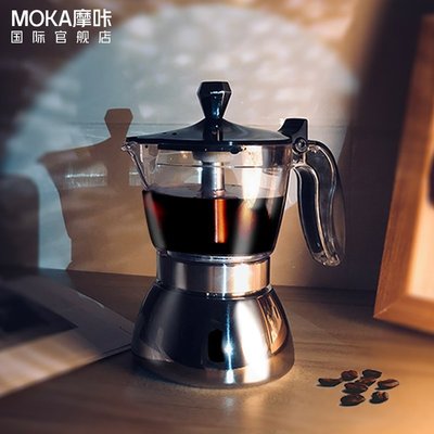 【熱賣精選】【官】摩卡壺雙閥煮咖啡家用專用加熱爐不銹鋼套裝意式手沖咖啡機