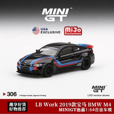 熱銷 MINIGT 1:64美版 寶馬M4 F82 LBWK 寬體 M4跑車仿真金屬汽車模型 可開發票