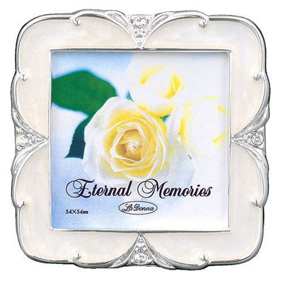 日本Ladonna Bridal-銀鑽花卉水晶鍍銀2x3結婚相框/ MJ29-S2-WH