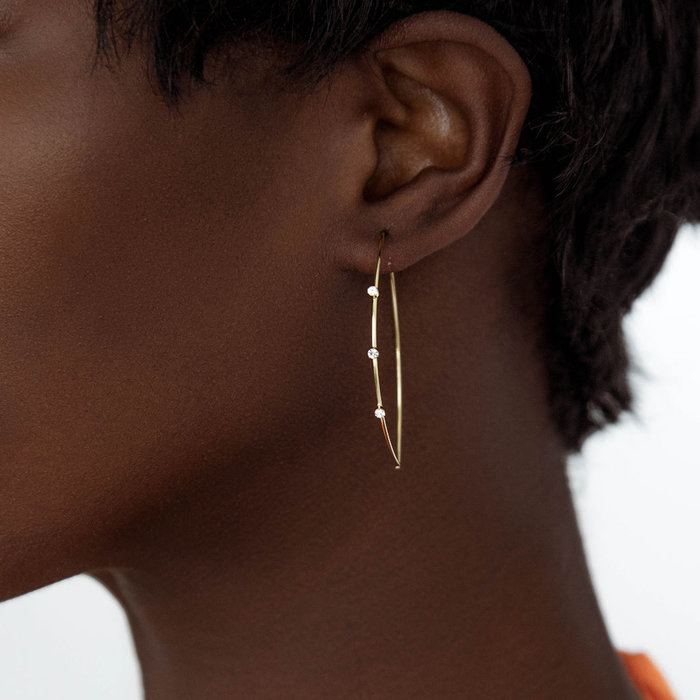 SHASHI 紐約品牌 Oleander 鑲鑽C形耳環 簡約水滴金色耳環