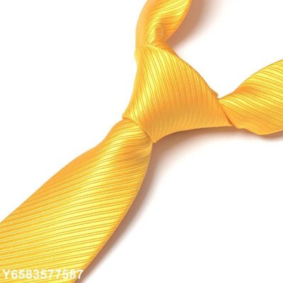 【熱賣精選】純色領帶男士新郎結婚商務正裝領帶休閑工作8CM金黃色斜紋6cm 潮