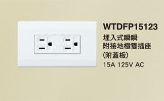 【Panasonic 國際牌】星光系列 WTDFP15123 埋入式瞬瞬,附接地極雙插座  (附蓋板)