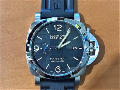 飛馬當舖 PANERAI 沛納海 2017保單 PAM1312 藍色小秒針 透明錶背 三明治面盤 自動上鍊 44mm