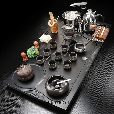 茶盤茶盤茶臺全自動大號茶具套裝燒水陶瓷家用紫砂玻璃功夫整套茶海茶托