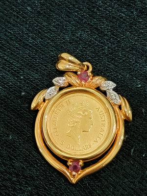 3件免運~~純金金幣--1995年澳洲袋鼠金幣項鍊墜-1/20盎司