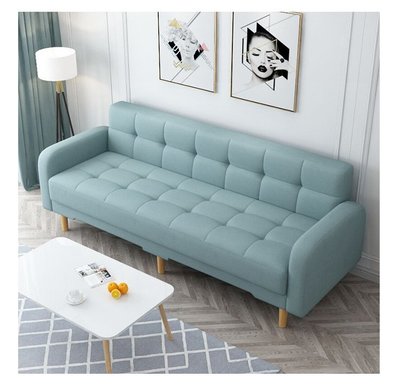 布藝沙發可折疊兩用雙人客廳小戶型多功能懶人簡約現代服裝店沙發~努努小鋪