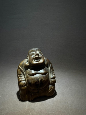 【二手】日本回流清代老木雕彌勒佛擺件 回流物件 擺件 收藏【染香閣】-1168