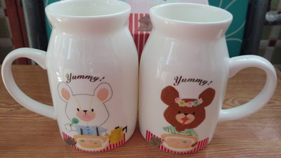 正版 小熊學校 復古 牛奶罐 馬克對杯 傑琪 大衛 新骨瓷 台灣