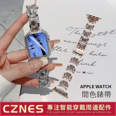 森尼3C-Apple Watch 夏季錶帶 間色冰塊錶帶 透明錶帶 S7 S8 SE 41mm 45mm 40mm-品質保證