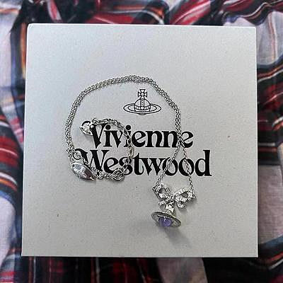 現貨直出 Vivienne Westwood英國西太后純銀蝴蝶結orb土星項鏈手鏈耳釘套裝 明星大牌同款