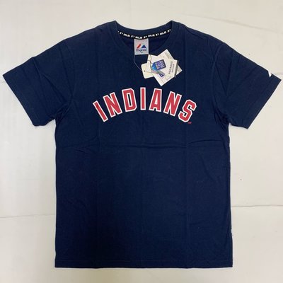 HA-美國職棒【克里夫蘭印地安人】MLB 2008~20年 球隊字樣T恤 (深藍,尺寸:M Majestic)