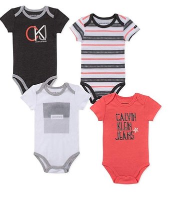 預購 美國帶回 Calvin Klein 童裝 寶寶 新生兒 CK LOGO棉質短袖包屁衣組合 一套四件 彌月禮 質感佳